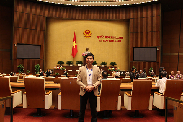 Anh Nguyễn Bá Toàn tại phòng Diên Hồng - Tòa nhà Quốc Hội